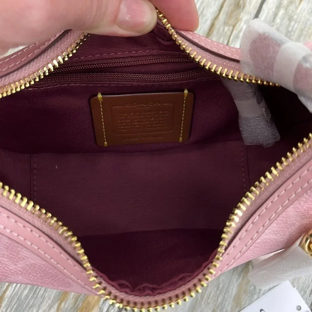 Coach Carmen Mini Crossbody Bag In Signature Canvas Powder Pink Purse
